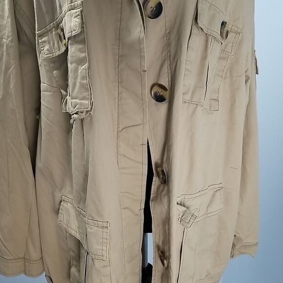 New Look Utility Cargo Jacket 3X Button Front Lightweight Cotton Layering - Picture 3 of 11